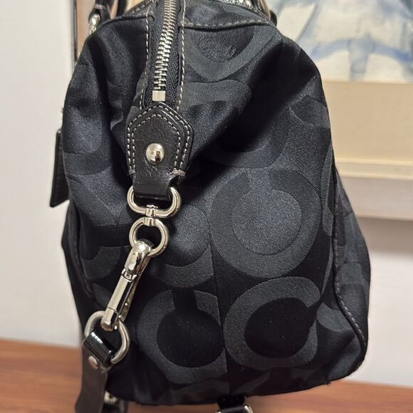 Coach OpArt Madison Sabrina Black Fabric/Leather Handbag. Shoulder/Crossbody. - Picture 6 of 10